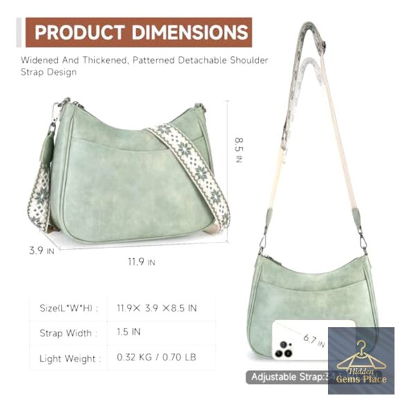 Vegan Leather Crossbody Bag Adjustable Strap Spacious Compartments Women's Purse - Picture 6 of 7